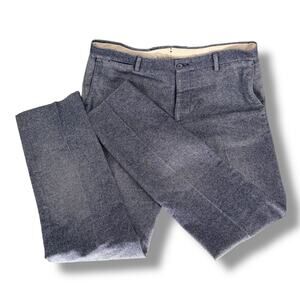 Altea Womens Herringbone Wool Pants Sz 48 (US 12/14) Navy Tweed Italian Trousers